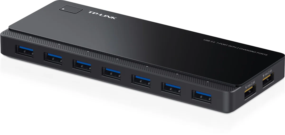 TP-LINK USB 3.0 HUB 7 Portos + 2xtöltési csatlakozás, UH720