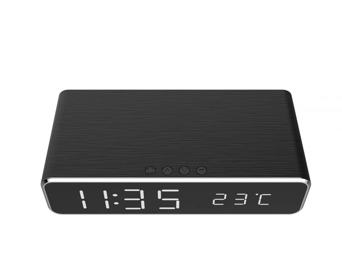 Gembird DAC-WPC-01 Digital alarm clock with wireless charging function Black - 2. kép