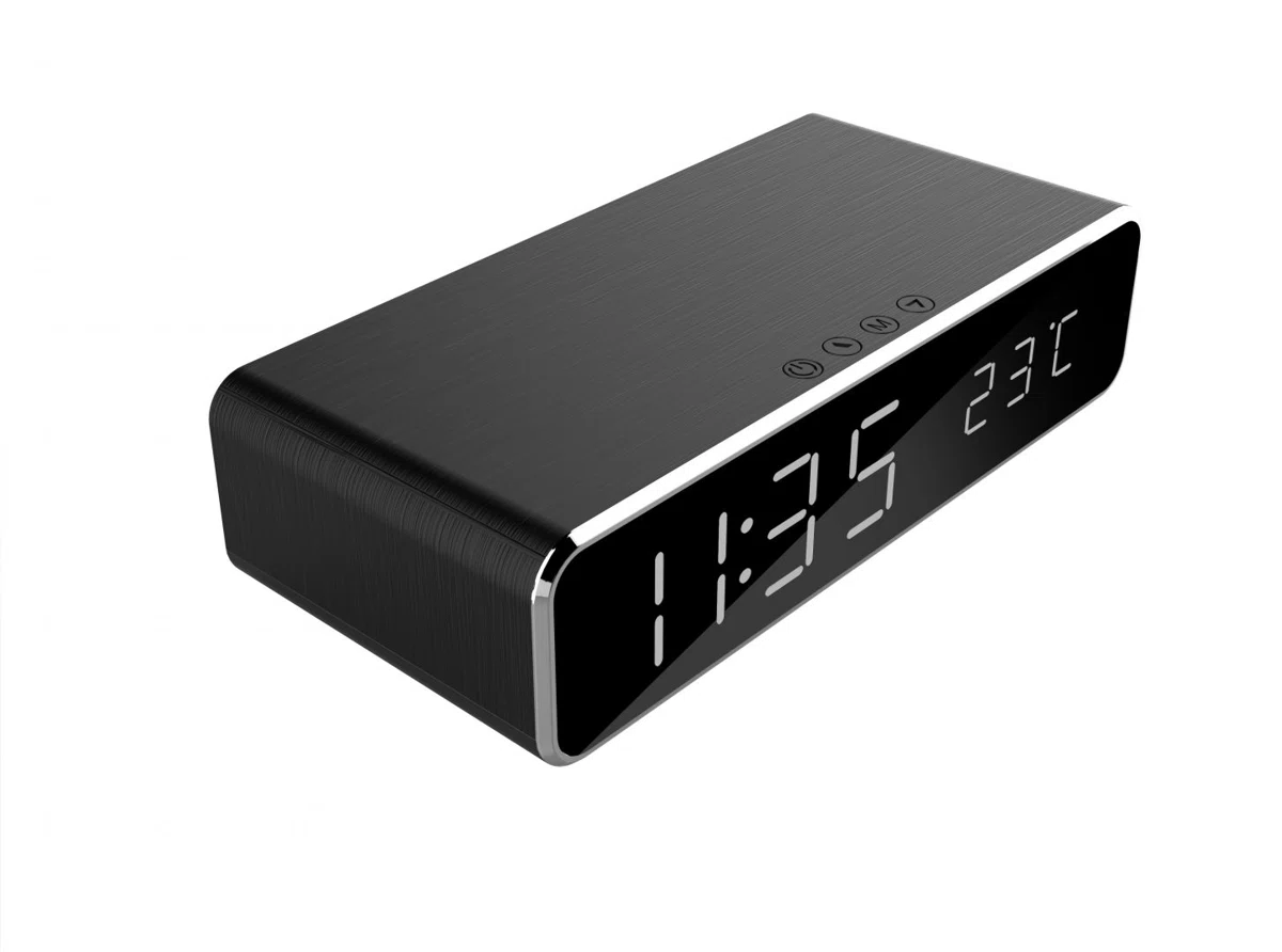 Gembird DAC-WPC-01 Digital alarm clock with wireless charging function Black - 4. kép