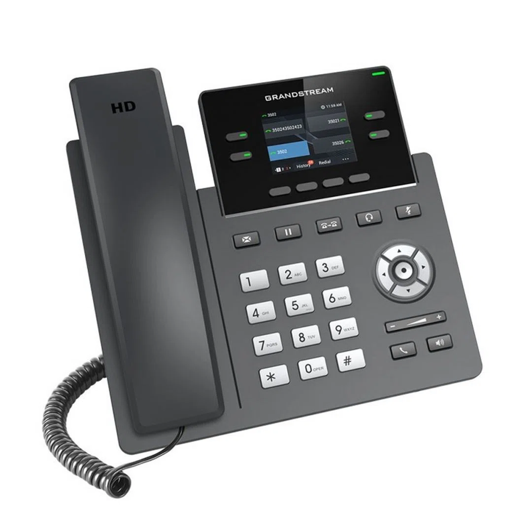 GRANDSTREAM IP telefon, GRP2612P, 2-line Carrier-grade, HD színes LCD kijelző, POE