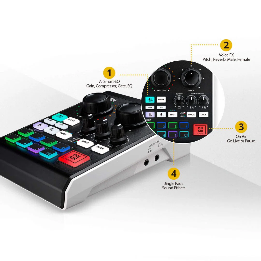 ATEN UC8000 Podcast AI Audio Mixer | MicLIVE 6CH Black - 4. kép