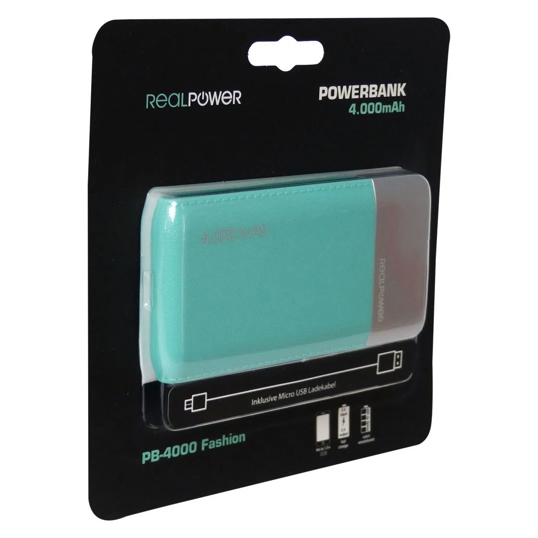 Realpower PB-4000 Fashion 4000mAh PowerBank Lake Blue - 4. kép