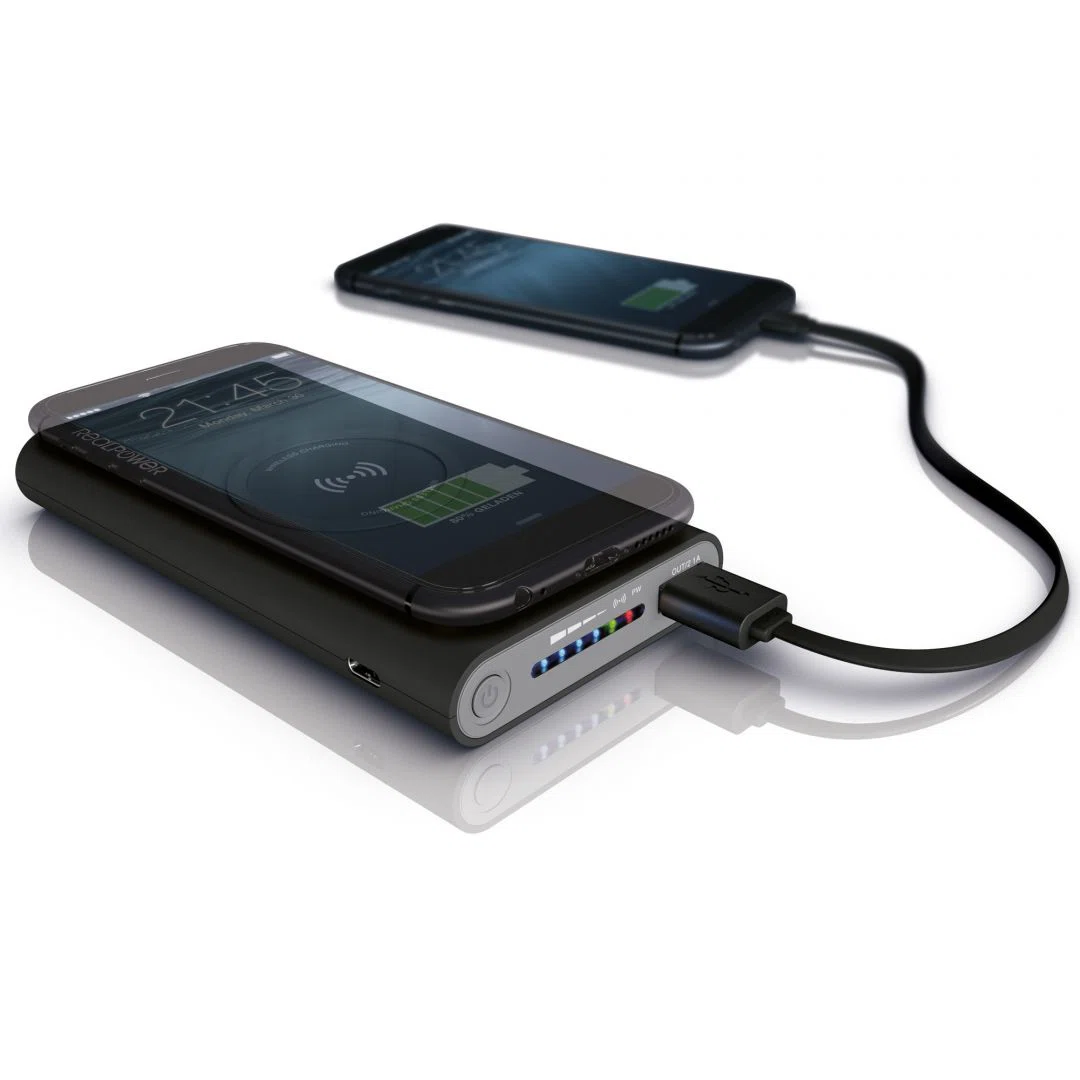 Realpower PB-8000 Wireless 8000mAh PowerBank Black - 3. kép