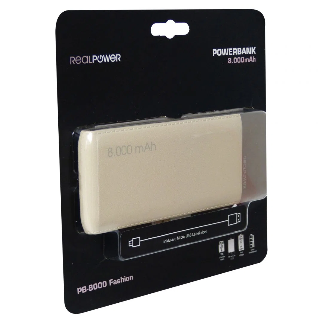 Realpower PB-8000 Fashion 8000mAh PowerBank Champagne - 4. kép