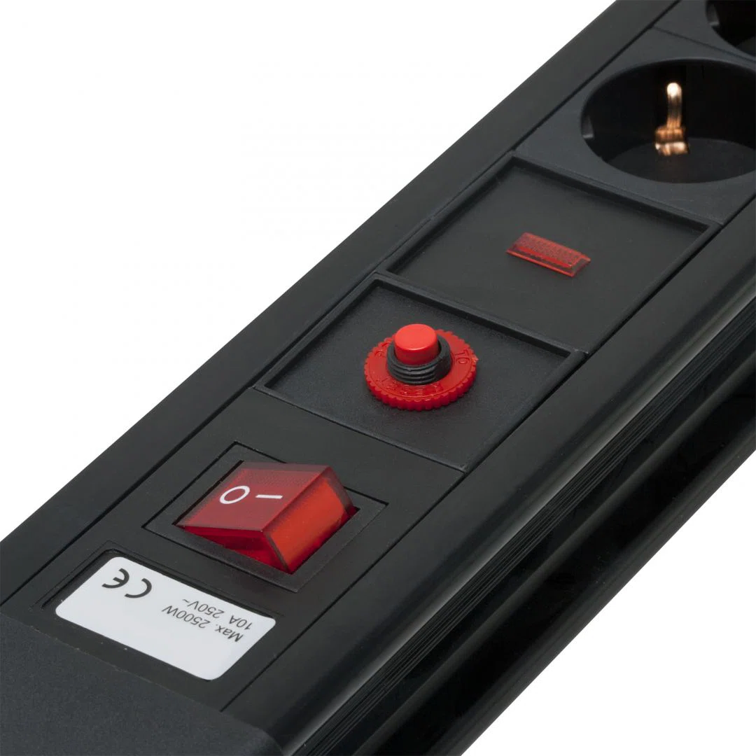 Delight Túlfeszültségvédő Kapcsolóval 6DIN 3m Black - 2. kép