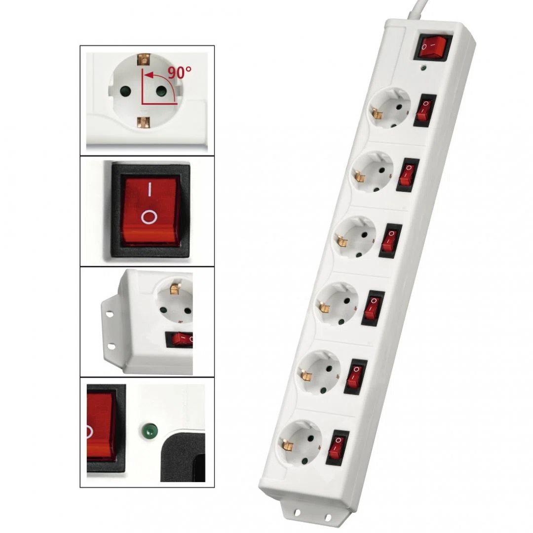 HAMA 137239, HÁLÓZATI ELOSZTÓ XL, 6 RÉSZES, KÜLÖN KAPCSOLHATÓ, FEHÉR - 2. kép