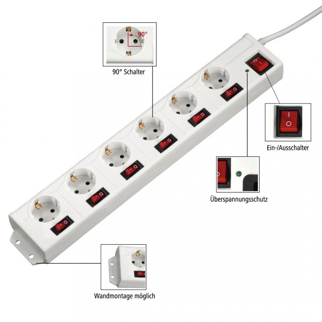 HAMA 137239, HÁLÓZATI ELOSZTÓ XL, 6 RÉSZES, KÜLÖN KAPCSOLHATÓ, FEHÉR - 3. kép