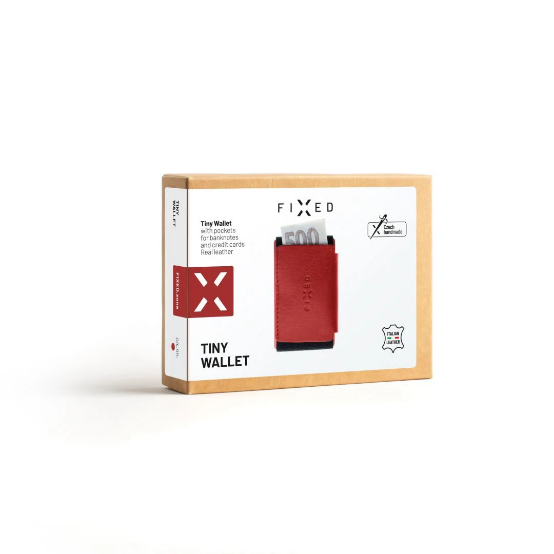 FIXED Tiny valódi bőr pénztárca, piros - 4. kép