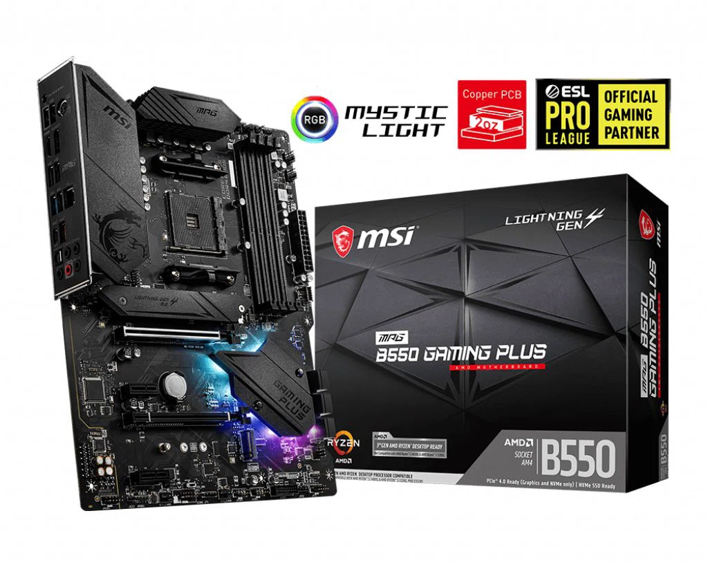 MSI Alaplap AM4 MPG B550 GAMING PLUS AMD B550, ATX
