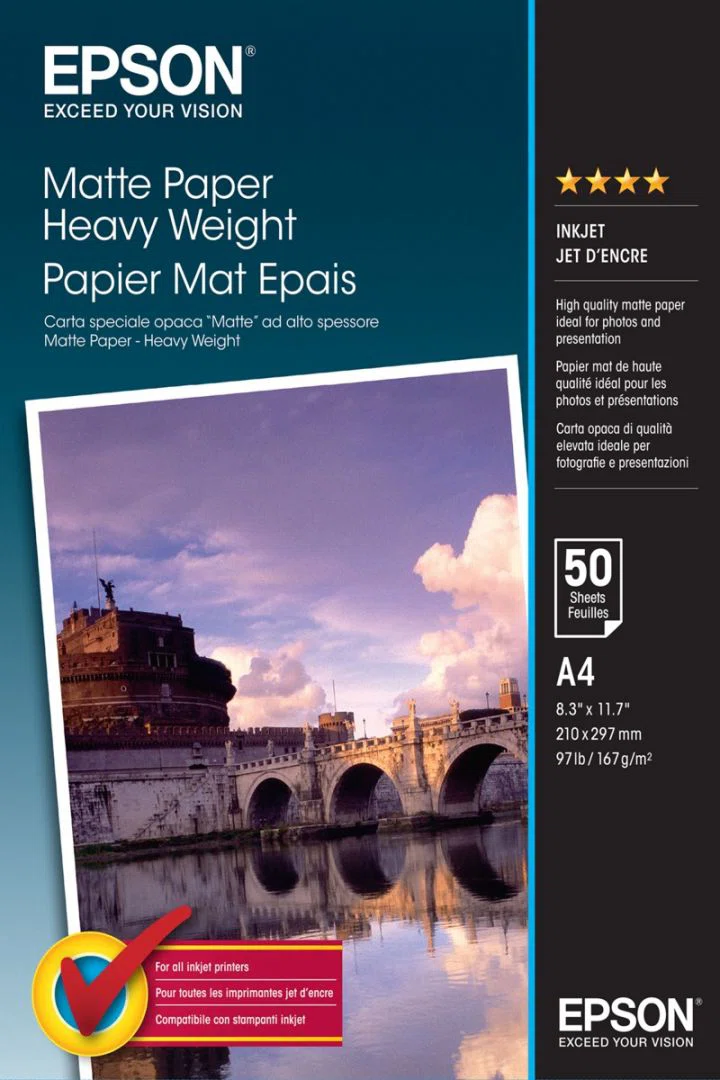 EPSON Matte Paper Heavy Weight - A4 (210 mm x 297 mm) - 167 g/m2 - 50 Lap