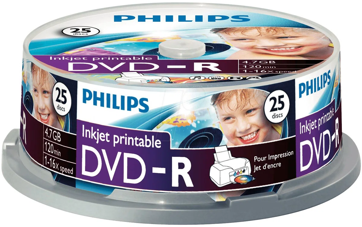 Philips DVD-R 4,7Gb 16x Hengeres nyomtatható 25db/csomag (25-ös címke) - 2. kép